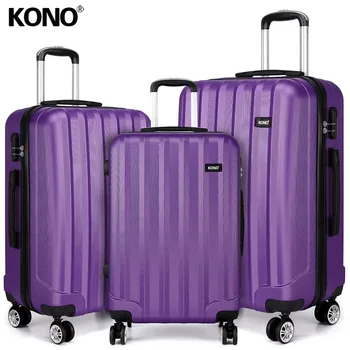 

KONO Rolling Hand Luggage Suitcase Travel Bags Carry-On Trolley Case 4 Wheels Spinner Hardside ABS 20 24 28 Inch Set K1773L