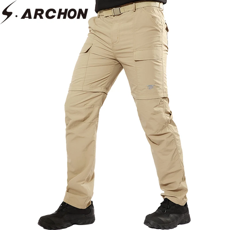 

S.ARCHON City Tactical Military Pants Men Camouflage Quick Dry SWAT Combat Pants Casual Removable Breathable Detachable Trouser