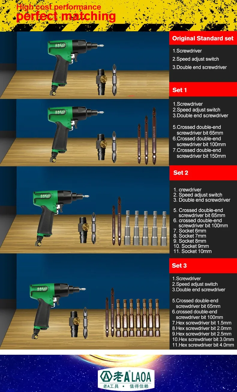 LAOA 8P Non-pin Gun Type Pneumatic Screwdrivers Air Screw Driver Pneumatic Pistols Tool pneumatic air tools LA184160
