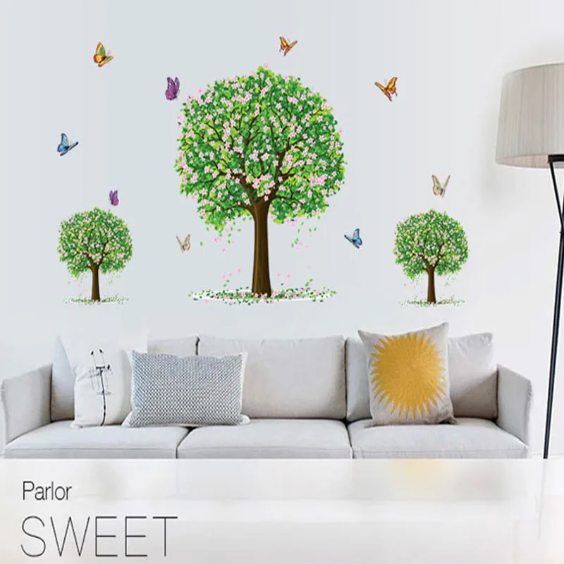 

Forest Tree FLOWER Butterfly Wall Stickers For Living room bedroom dining room background decorative DIY Home Decor Wall Decals
