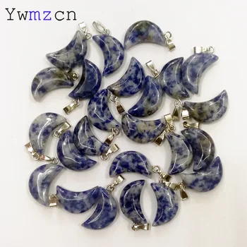 

Fashion sodalite natural stone Moon pendants for jewelry making Earrings charm diy necklace accessories 50pcs/lot Free shipping