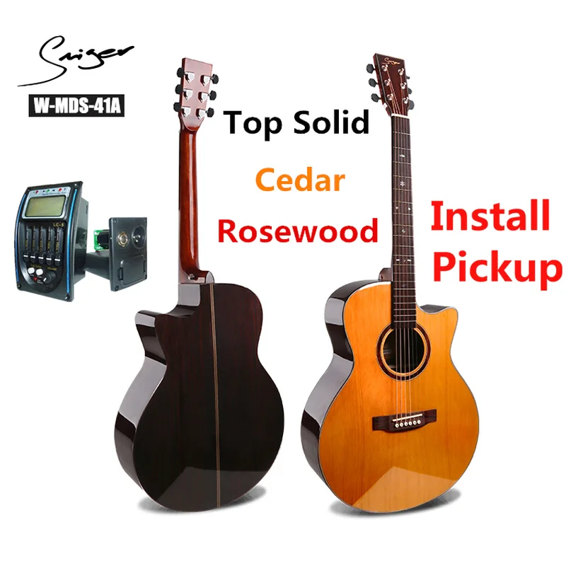Guitar Solid Cedar Rosewood Electric Steel-String 40 Inches A-Body Guitarra 6 Strings Folk Pop Cutaway Guitars Install Pickup Guitar Solid Cedar Rosewood Electric Steel-String 40 Inches A-Body Guitarra 6 Strings Folk Pop Cutaway Guitars Install Pickup