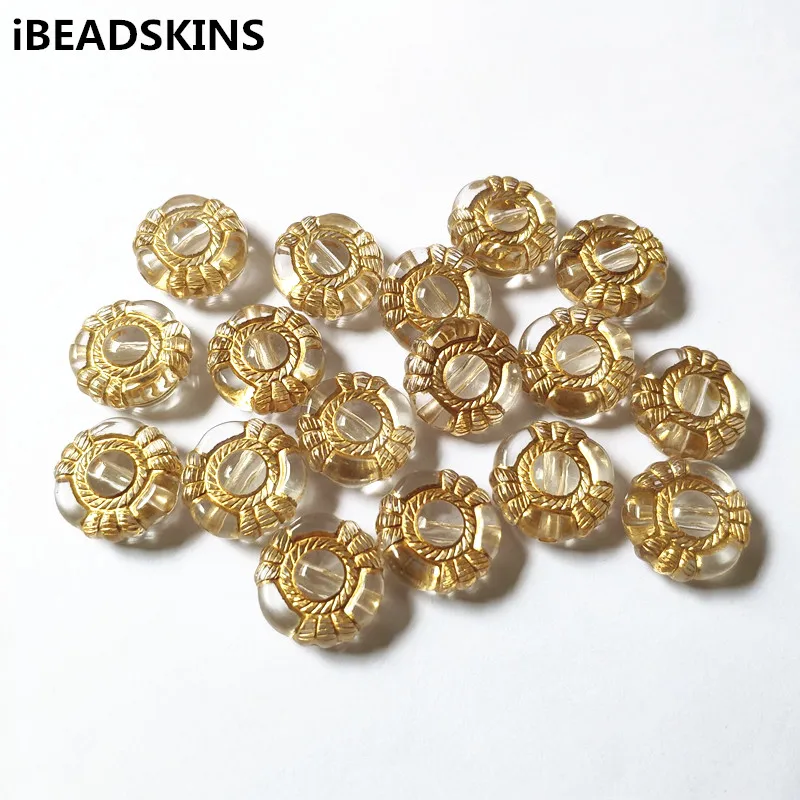 

New arrival! 21mm 210pcs clear with gold stripe round shape beads for Earrings accessories parts,hand Made Jewelry DIY