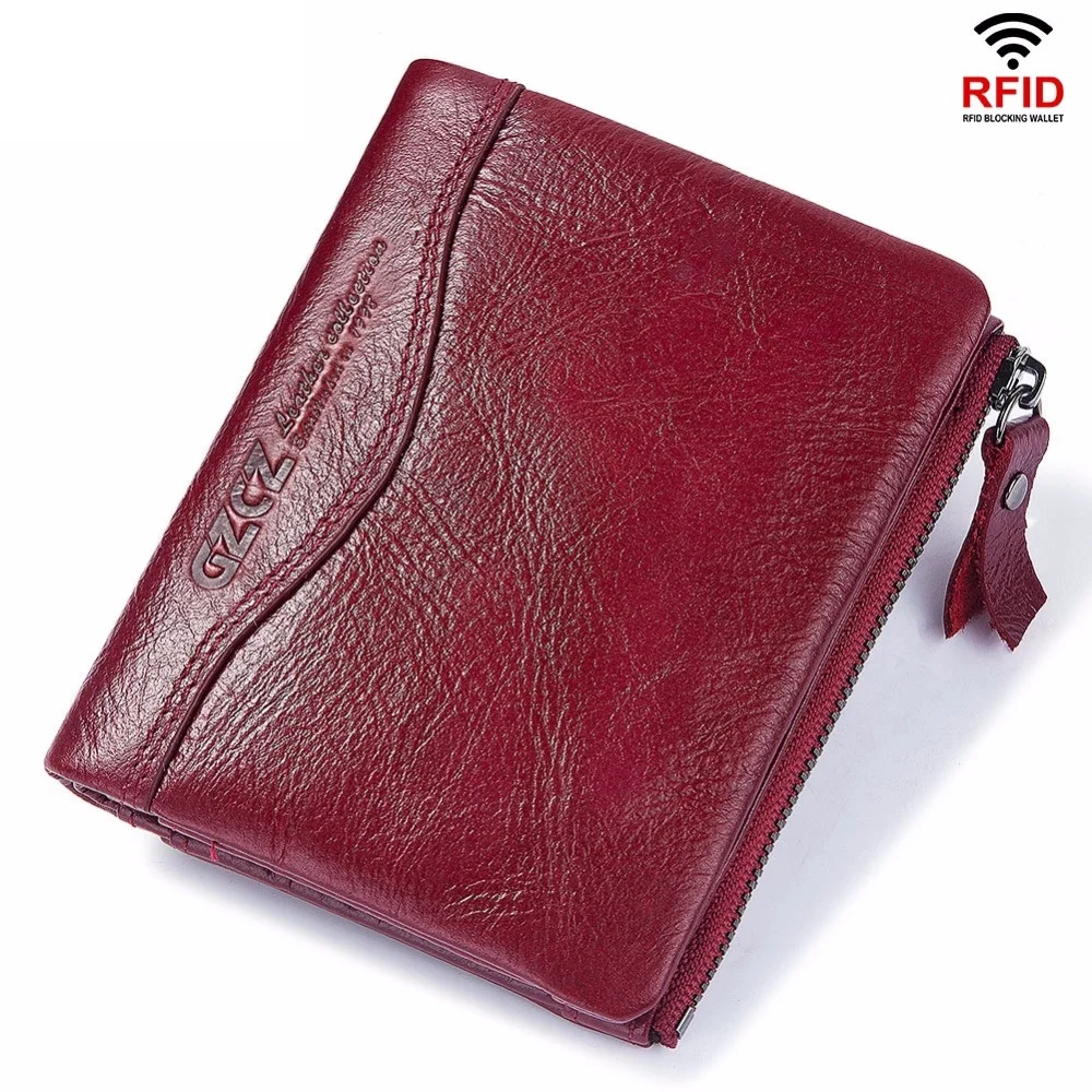 

Womens Wallets and Purse Genuine Cowhide Leather Credit Cards Holder Rfid Wallet Coin Pocket Female Luxury Brand Men Wallets