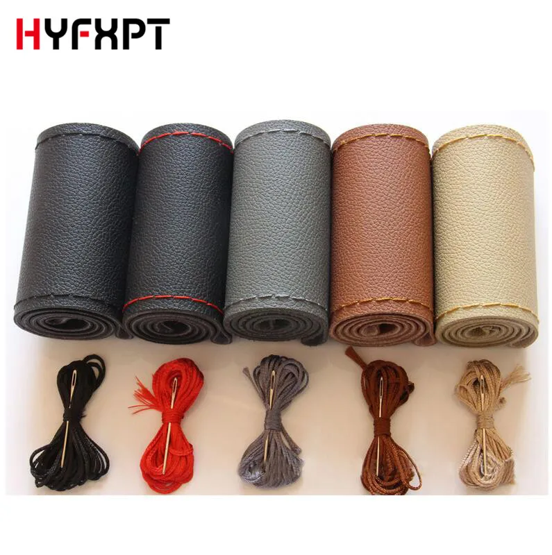 Car Steering Wheel Cover 38CM DIY Soft Leather With Needle and Thread braid on the steering-wheel cover auto accessories Car Steering Wheel Cover 38CM DIY Soft Leather With Needle and Thread braid on the steering-wheel cover auto accessories