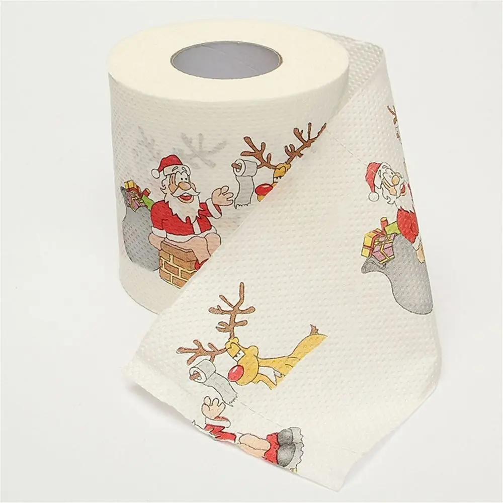 1 Roll Santa Claus Printed Merry Christmas Toilet Paper Tissue Table Room Decor Christmas Party Ornament DIY Craft Paper very merry paper christmas
