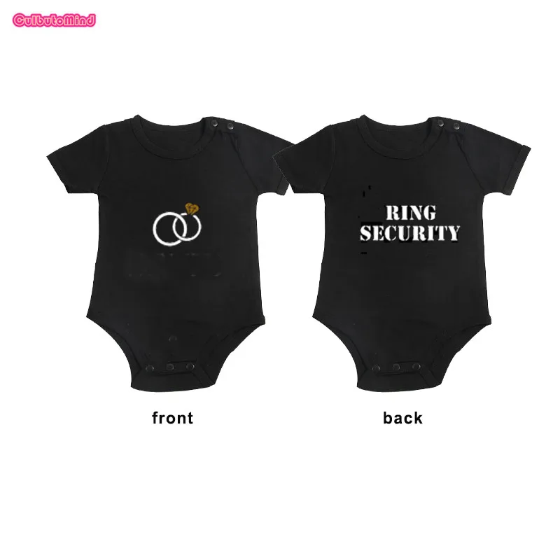 

Culbutomind RING SECURITY One Piece, Ring Bearer Gift, Ring Bearer Baby Outfit, Printed Front & Back Black Body Suit for NB-12M