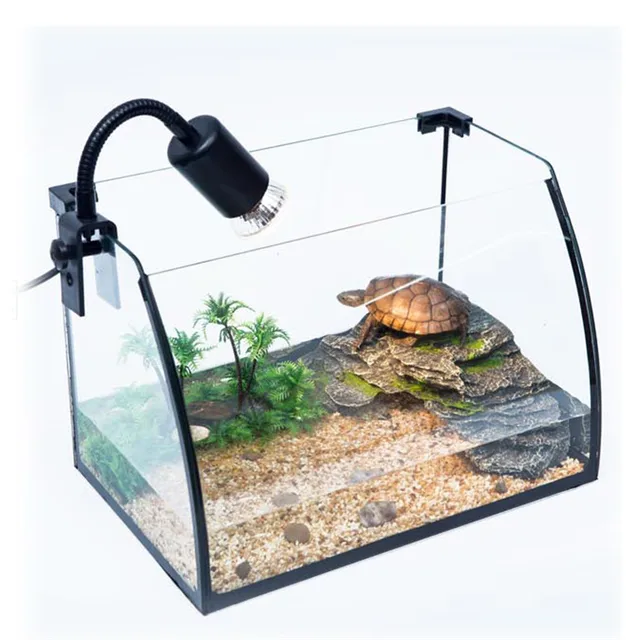 Amphibian Reptile Habitat Aquarium Tank Kit Set with Bask Lamp Portable