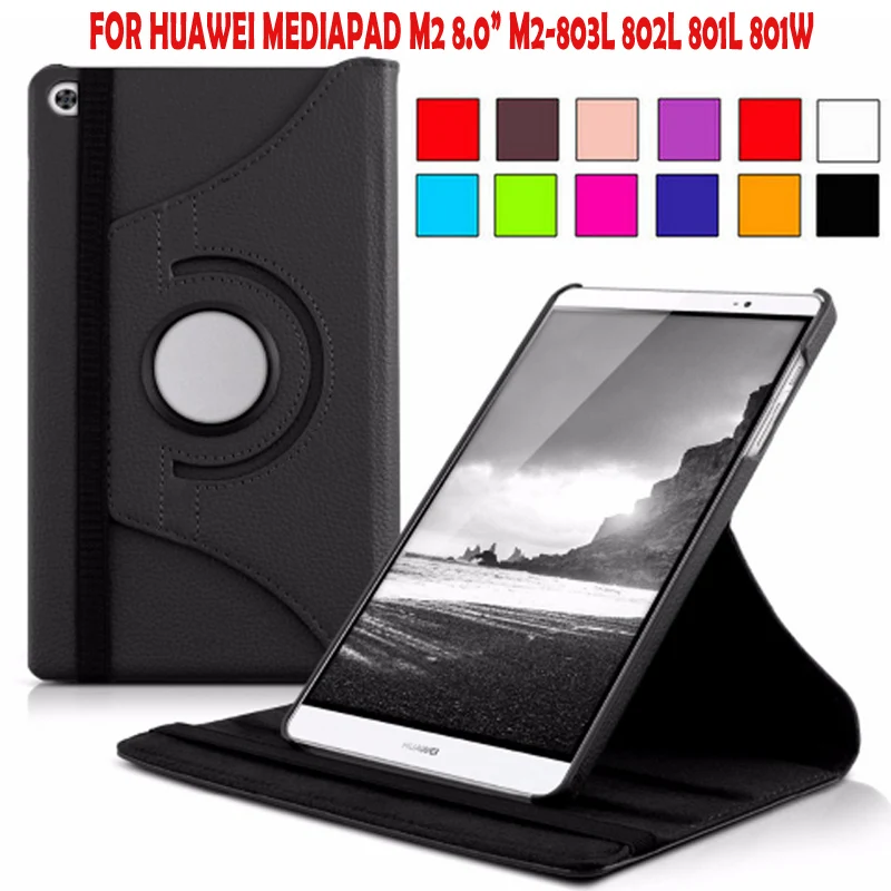 

360 Rotating PU Leather Case For Huawei MediaPad M2 8.0 M2-803L 802L 801L 801W Flip Case for Huawei M2 8"Tablet Case Funda Capa