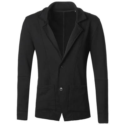 Высокое качество, новинка, Осень-зима, мужской повседневный Блейзер, Мужской Хлопковый пиджак, приталенный мужской классический блейзер, модное пальто F2102 - Цвет: black