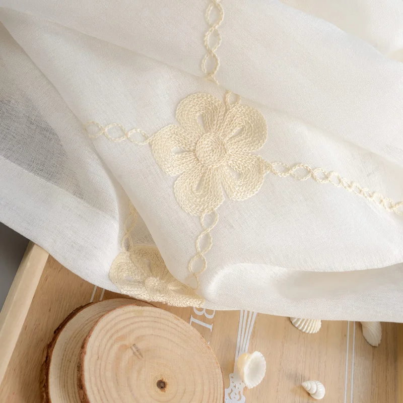 Корейское белое причудливое белье, вышитая вуаль, занавески, белые отвесные занавески для спальни, для гостиной, тюль, оконные занавески
