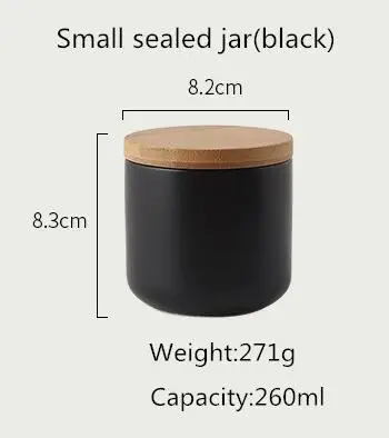 S sealed jar-black 260 мл/800 мл/1000 мл герметичный керамический контейнер для хранения с бамбуковой крышкой контейнер для специй кухонная бутылка для еды кофе чай Caddy - Цвет: S sealed jar-black