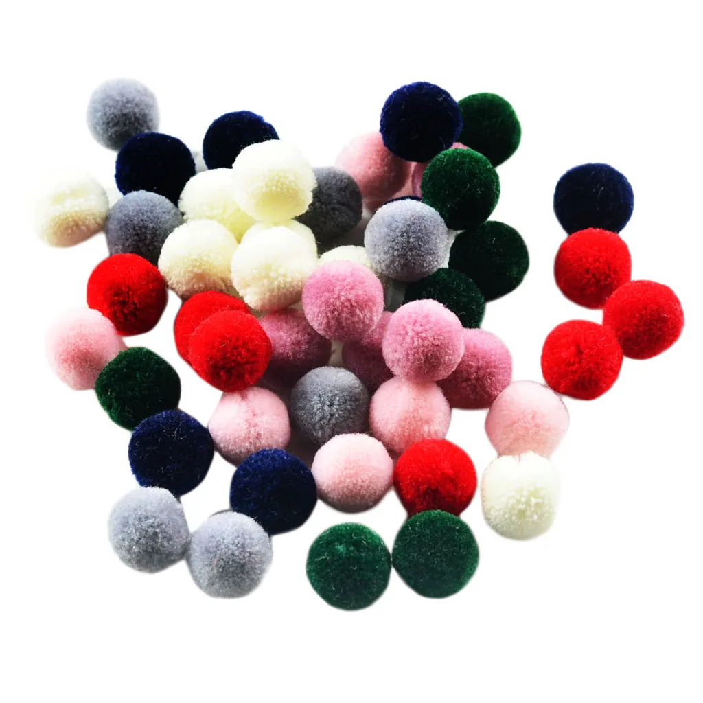 50pcs Mixed Color DIY Wool Felt Balls Pom Pom Beads Crafts Decoration 15mm