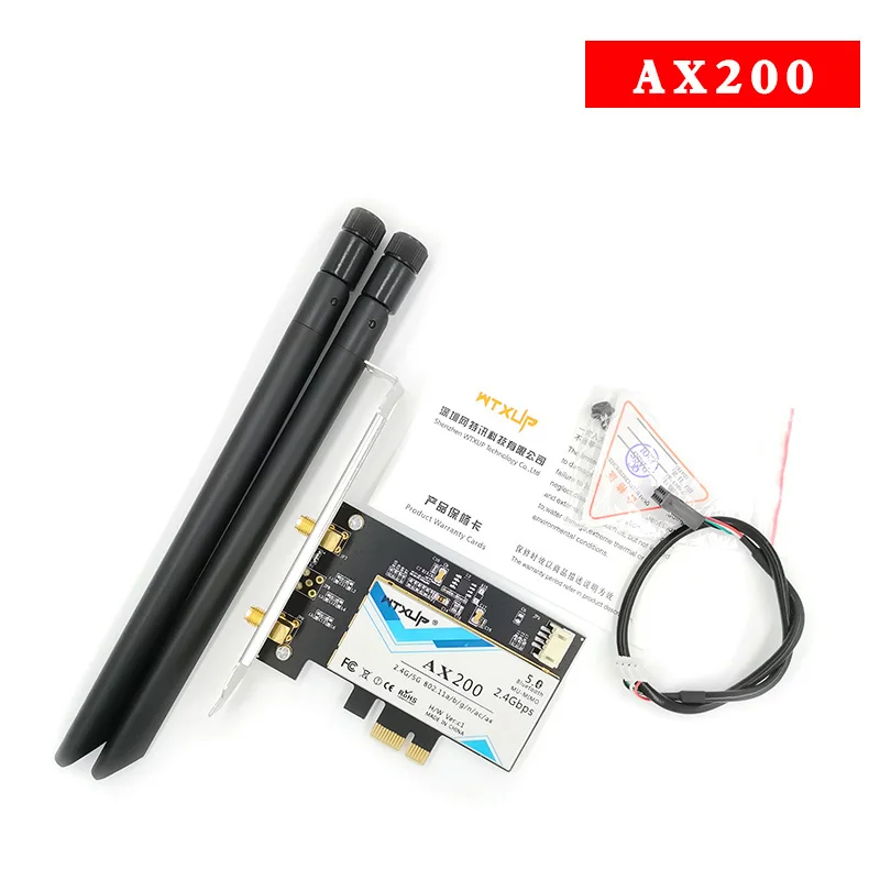 Беспроводная-AC AX200 802.11ac/ax 2400 Мбит/с настольная PCI-E 1X wifi карта для Intel AX200NGW адаптер+ Bluetooth 5,0 Mu-mimo - Цвет: AC antenna