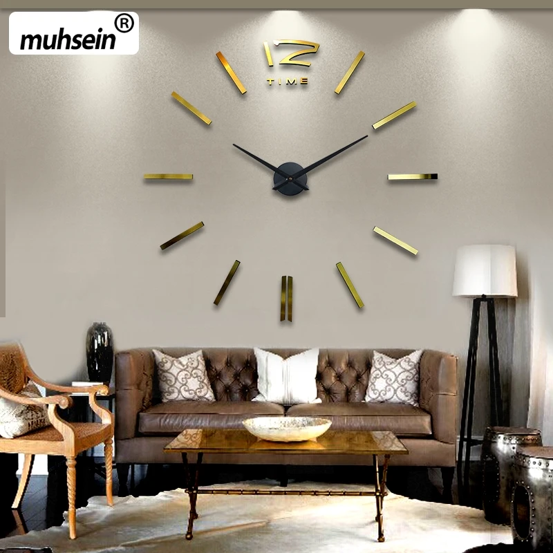 muhsein home decoration big mirror wall clock modern design 3d diy large decorative wall clocks watch wall unique gift