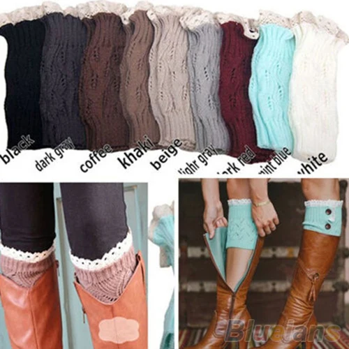 

Hot Women's Crochet Knitted Lace Trim Toppers Cuffs Liner Leg Warmers Boot Socks 1SCI 23DH 7FNY