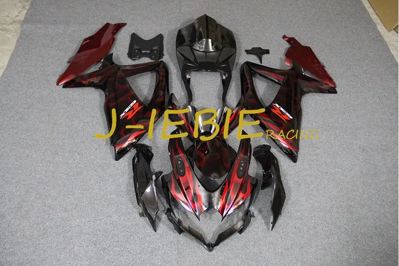 

Black red fire Injection Fairing Body Work Frame Kit for SUZUKI GSXR 600/750 GSXR600 GSXR750 2008 2009 2010