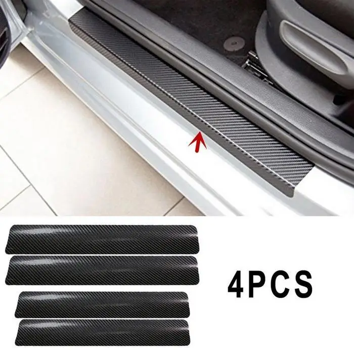 

4PCS 60cm x 6.7cm Car Stickers Universal Sill Scuff Anti Scratch Carbon Fiber Auto Door Sticker Car Accessories Styling