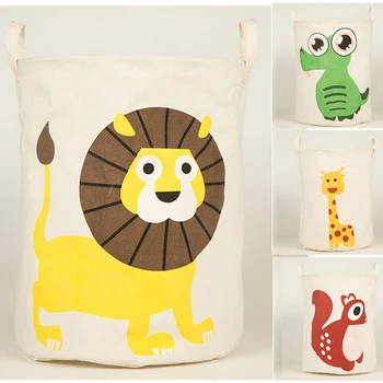 

New Large Animal Laundry Basket Storage Kids Toy Storage Basket Cotton Waterproof Cothes Sundries Barrel Collapsible Organizer