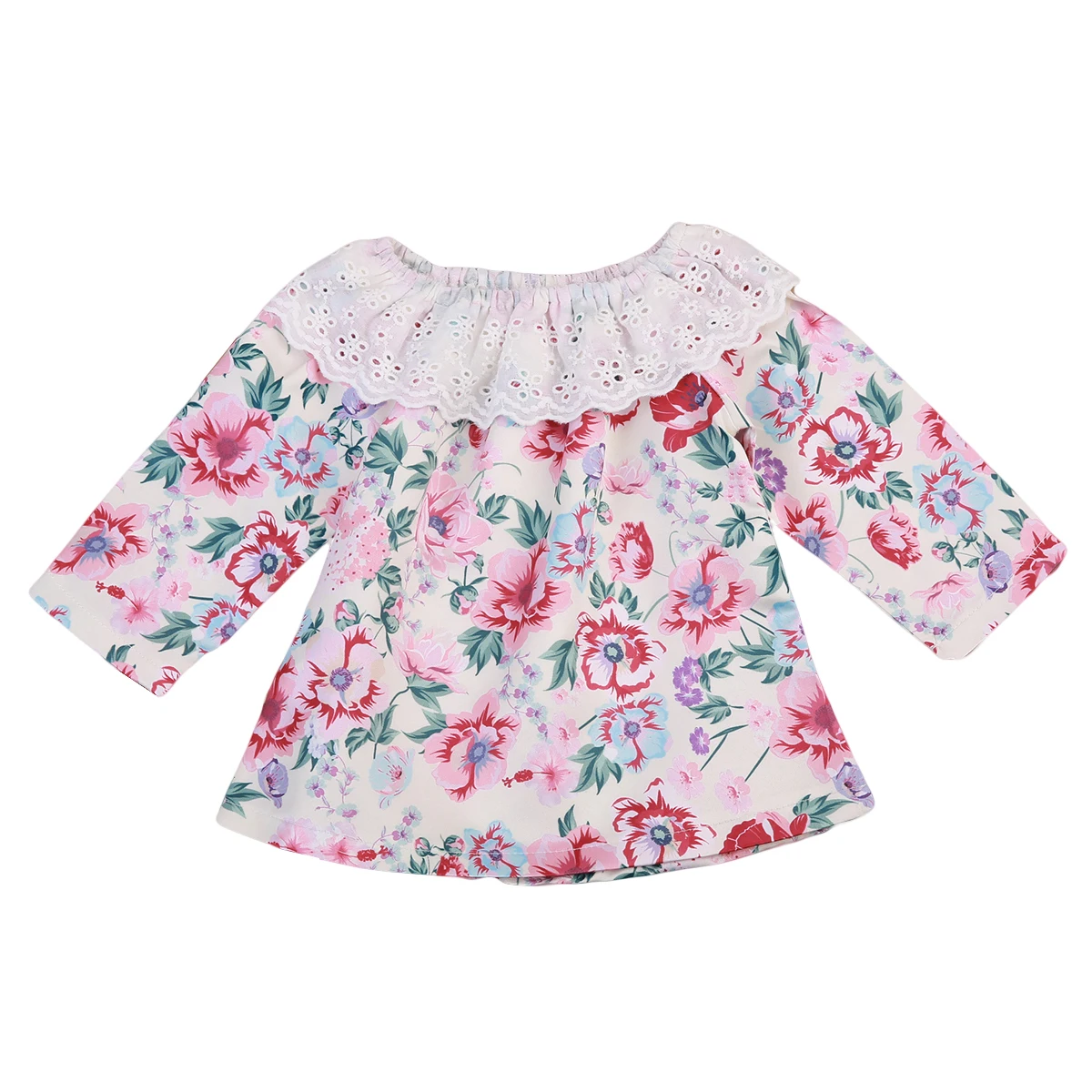 Flower Infant Newborn Baby Girl Tops Lace Floral Long Sleeve Shirts
