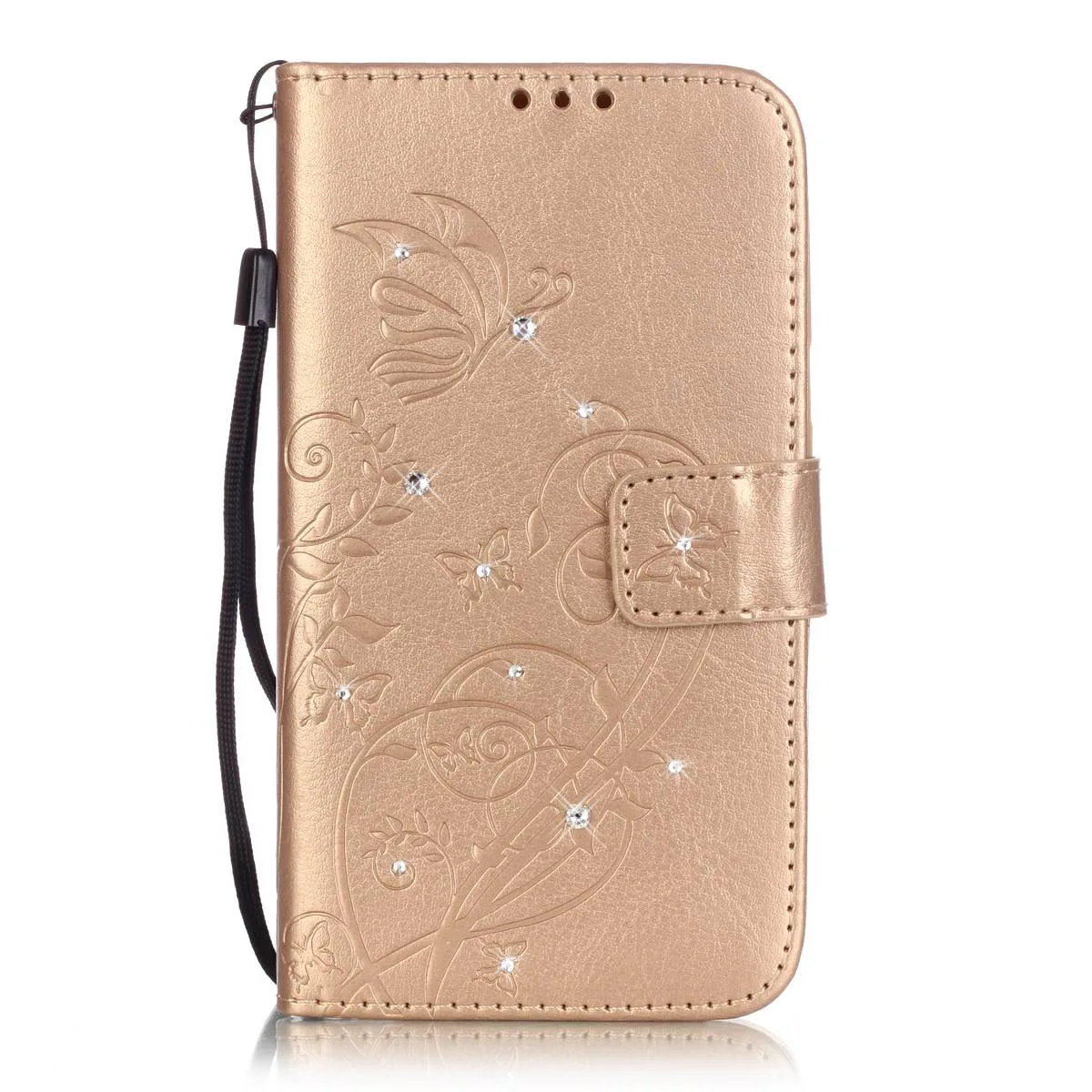 Gold Чехол для samsung Galaxy J7 J 7 J700F J700H J700M J700H/DS J700P SM-J700h SM-J700M SM-J700H/DS с бриллиантами и ремешком из натуральной кожи чехол для телефона - Цвет: Gold