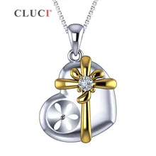 CLUCI Циркон Серебро 925 кулон в форме сердца жемчужное ожерелье кулон для женщин Рождественский подарок 925 Серебряный кулон