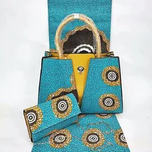 Африканская восковая ткань с принтами, африканская ткань с 2 шт, Женская сумочка, хлопок, ткань Анкара, африканская ткань, настоящая восковая печать, TN-A98