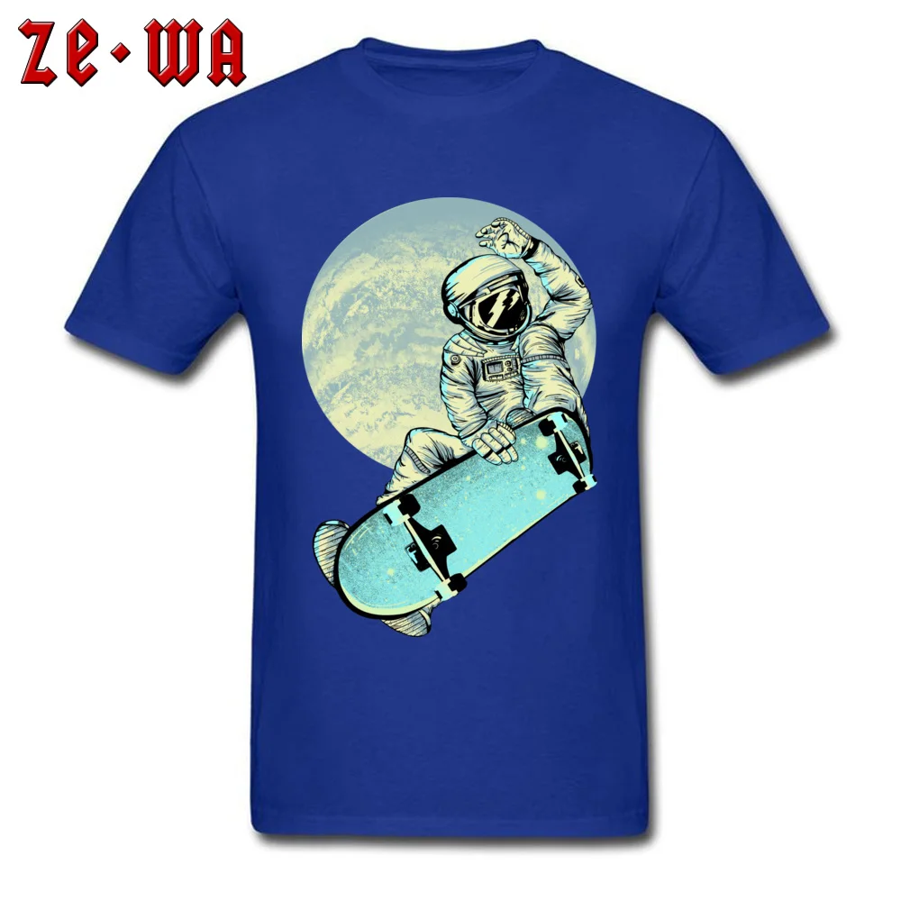 Family SpaceBoarding skateboard Round Neck T-shirts ostern Day T Shirt Short Sleeve for Men Special 100% Cotton Funny T Shirts SpaceBoarding skateboard blue