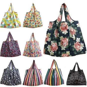 

Foldable Shopping Bag Women Reusable Tote Bag Travel Storage Bags Floral Print Eco Grocery Bags Lady Handbags Cloth Shopper Bag