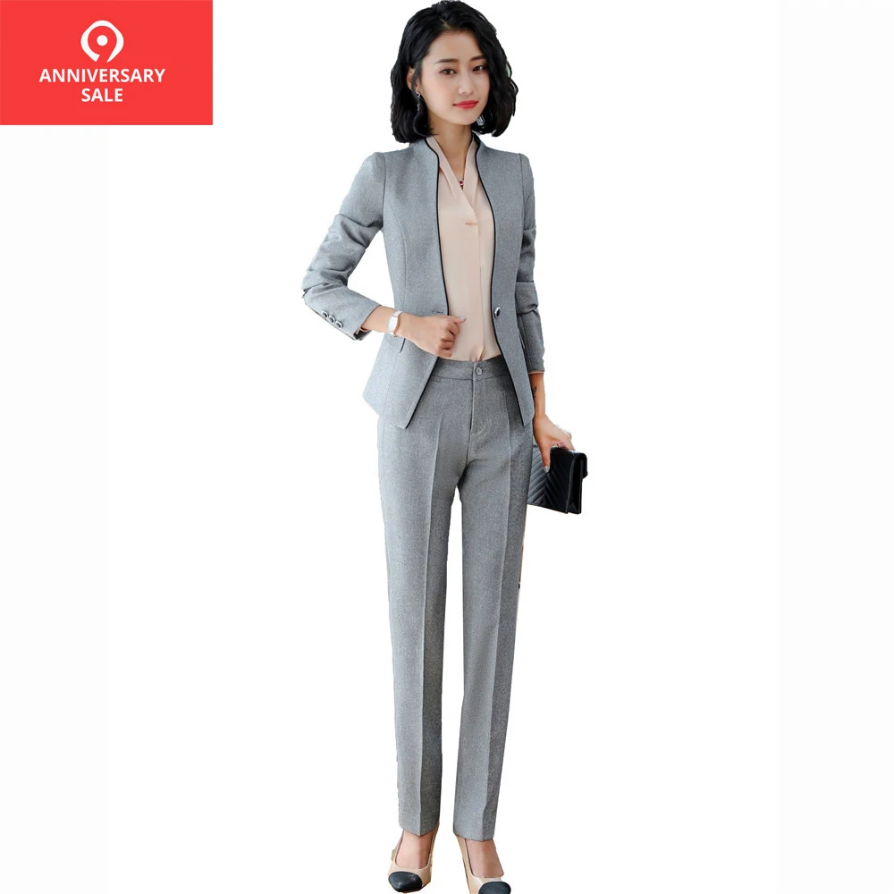 

Bettolvis 2019 Spring Autumn female elegant pant suits Women set work wear long sleeve blazer with Trousers 4XL 5XL pants suits