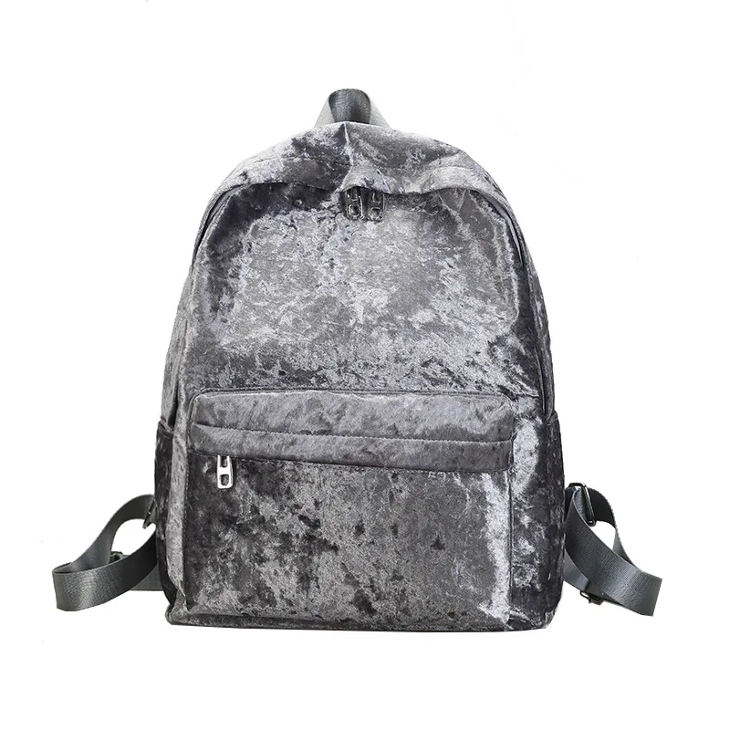 

Miyahouse Casual Soft Velour Material Backpack For Female Solid Color School Backpack Girls Travel Rucksack Women