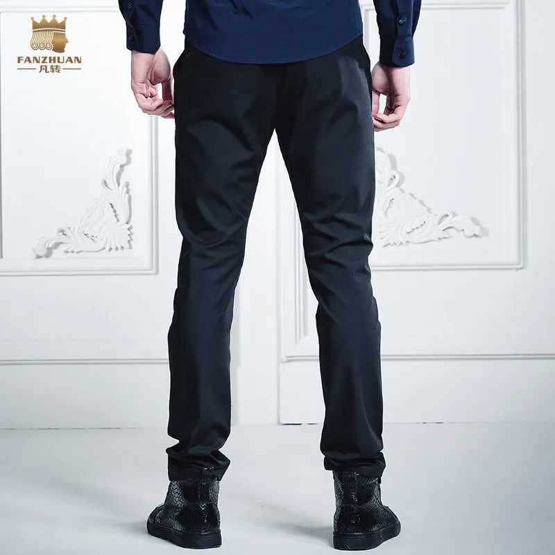 Fanzhuan модные повседневные мужские новые весенние приталенные шаровары с вышивкой однотонные простые брюки сагги 618001
