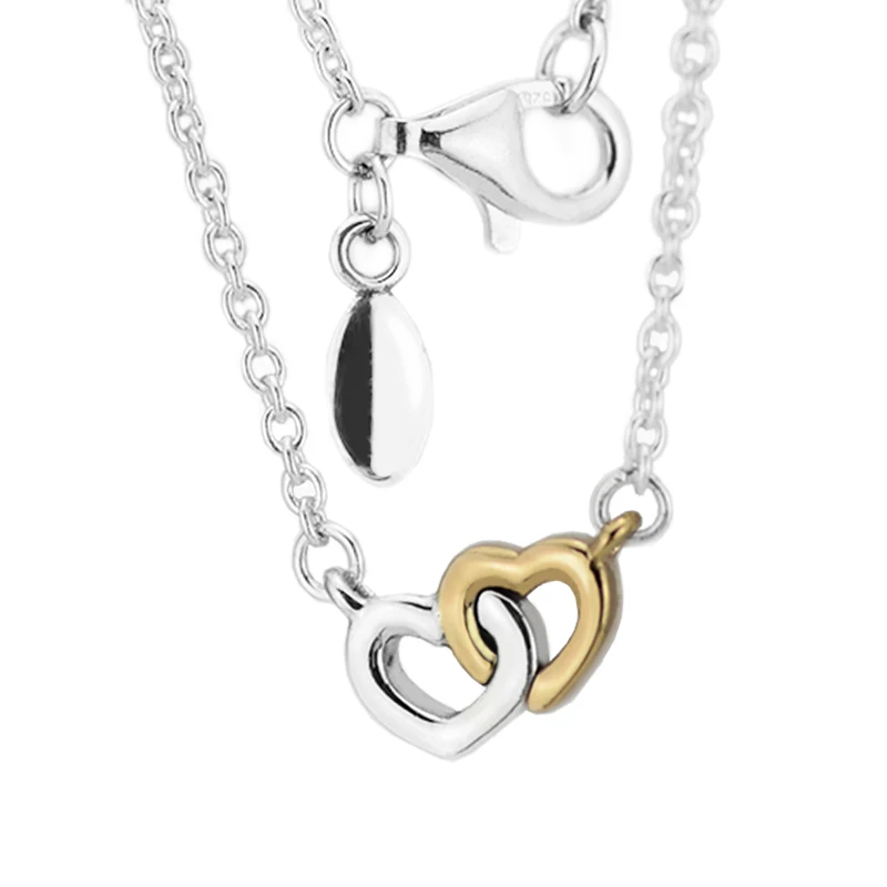 

Luminous Hearts Collier Pendants and Necklace with 14K Real Gold 100% 925 Sterling Silver Jewelry Free Shipping Free Shipping