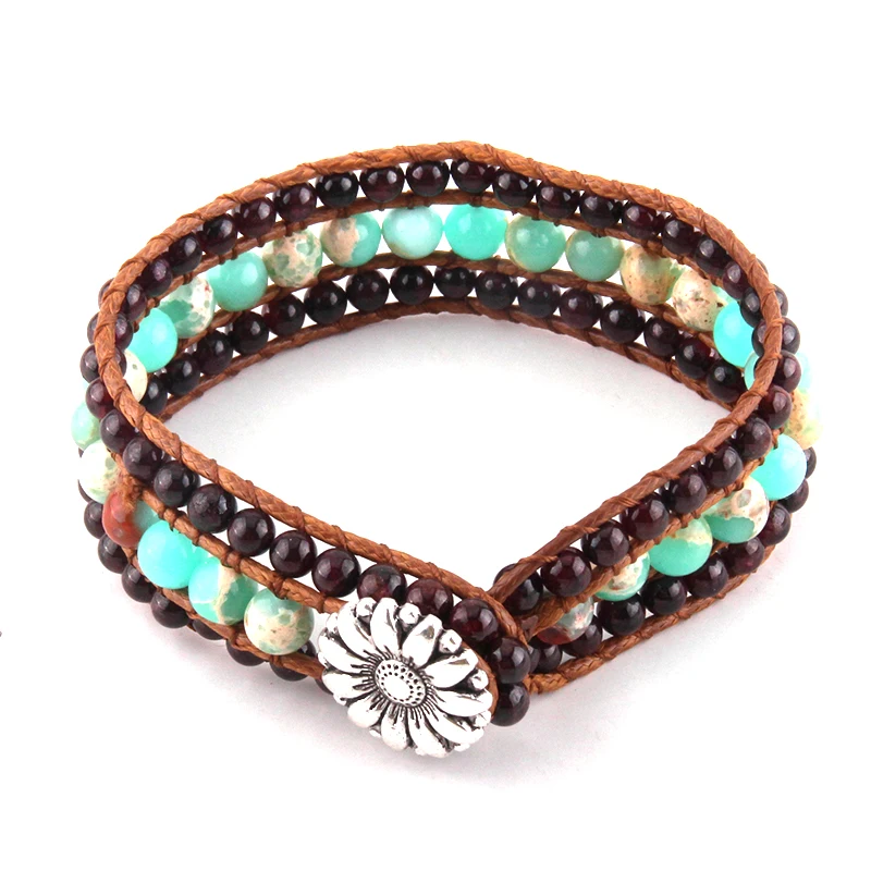 

Fashion Beautiful Energy Cuff Beaded Bracelet Handmade Natural Stone Wrap Bracelets Bangles Drop Ship