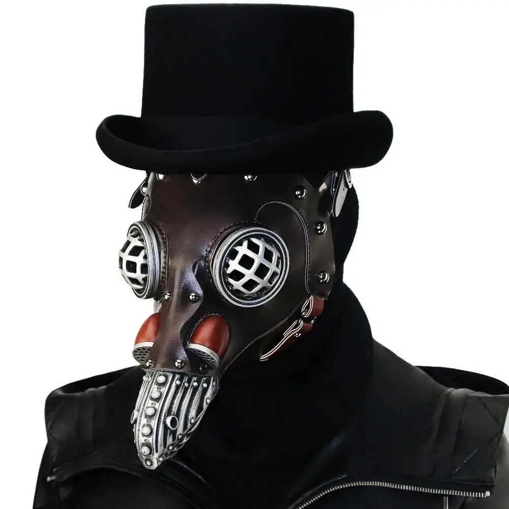 

2018 Halloween Mask Metal Frame Steam Punk Plague Bird Mask Full Face Unisex Role Play Mask Masquerade Party Stage Performance