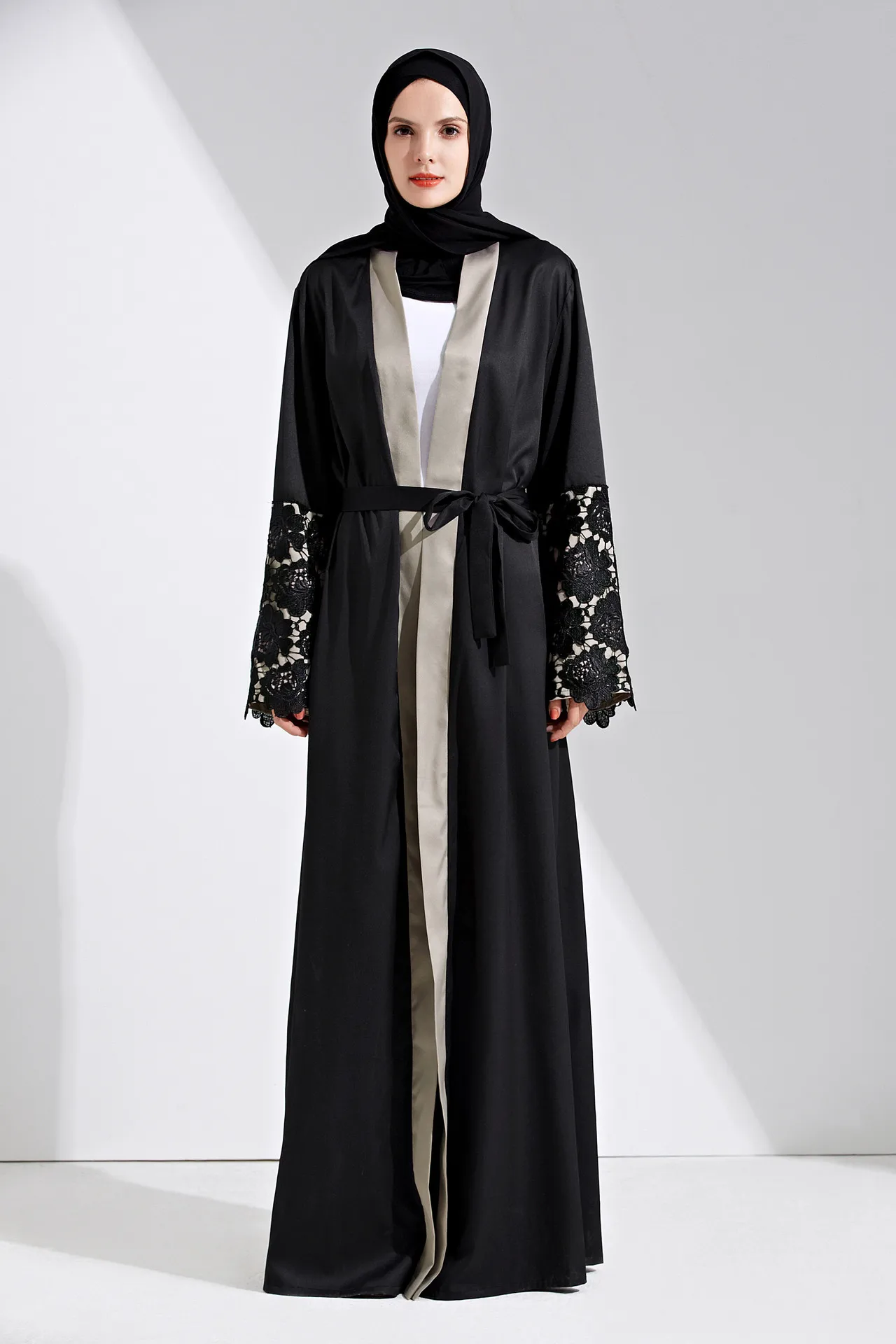 cardigan abaya online | black open abaya with belt | new abaya design