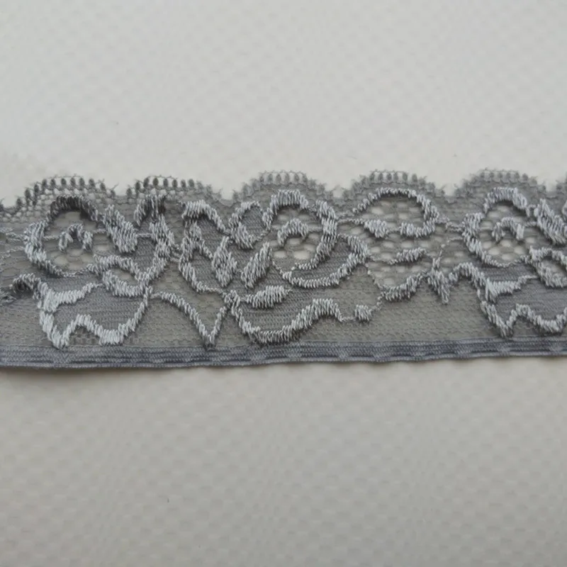 

10 yards / batch of beautiful gray embroidered elastic lace 3.5 cm wide DIY clothing lace jewelry accessories