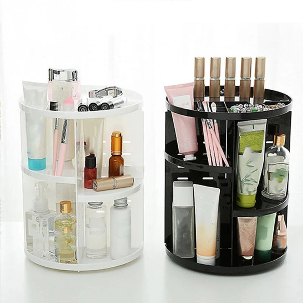 Transparent Cosmetic Display Box DIY 360 Degre Rotatable Acrylic Cosmetic Storage Box Atmospheric Beauty Organizer