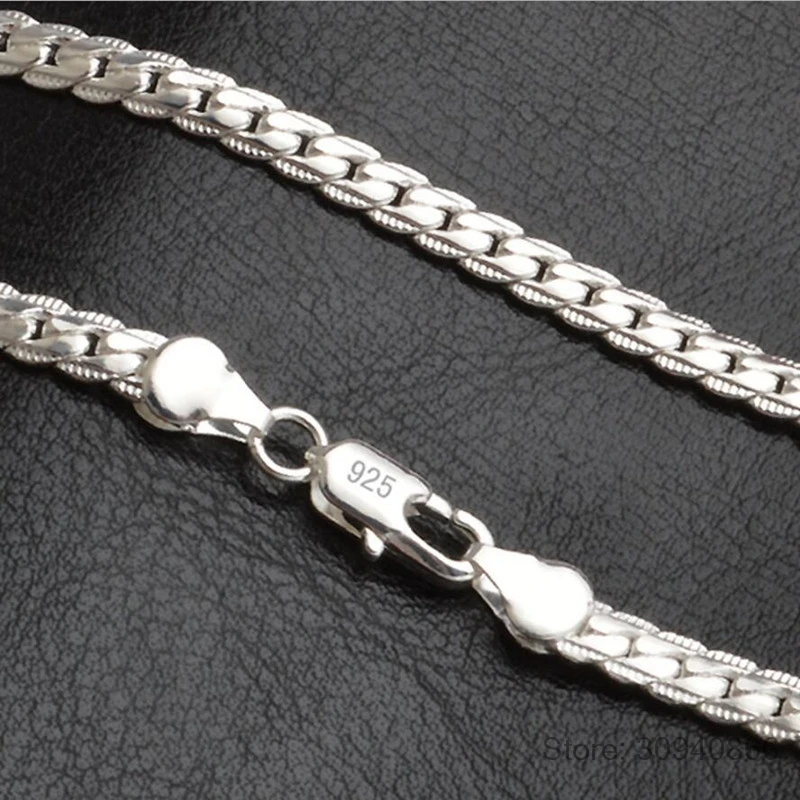 Ожерелье см 5 мм 50 см мужские ювелирные изделия оптовая продажа Новая мода 925 серебро большой длинный широкий Tendy Мужской полный боковой