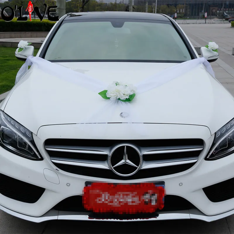 Wedding Car Decoration Artificial Flowers Stamen Leaves Silk Flower