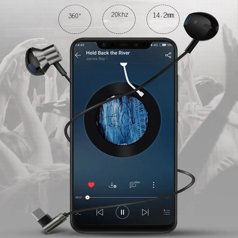 Наушники вкладыши USB Type C для Huawei стереонаушники с микрофоном гарнитура разъемом 3