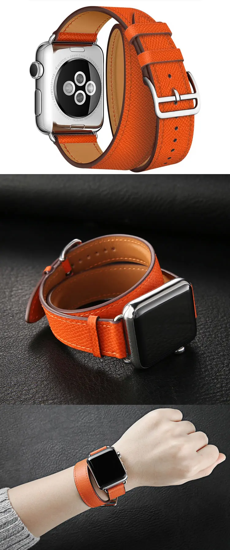 Новейшие ремешки для часов из натуральной кожи Double Tour и Revit на заказ для Apple Watch series 4 1 2 3 iWatch herme Ремешки для наручных часов