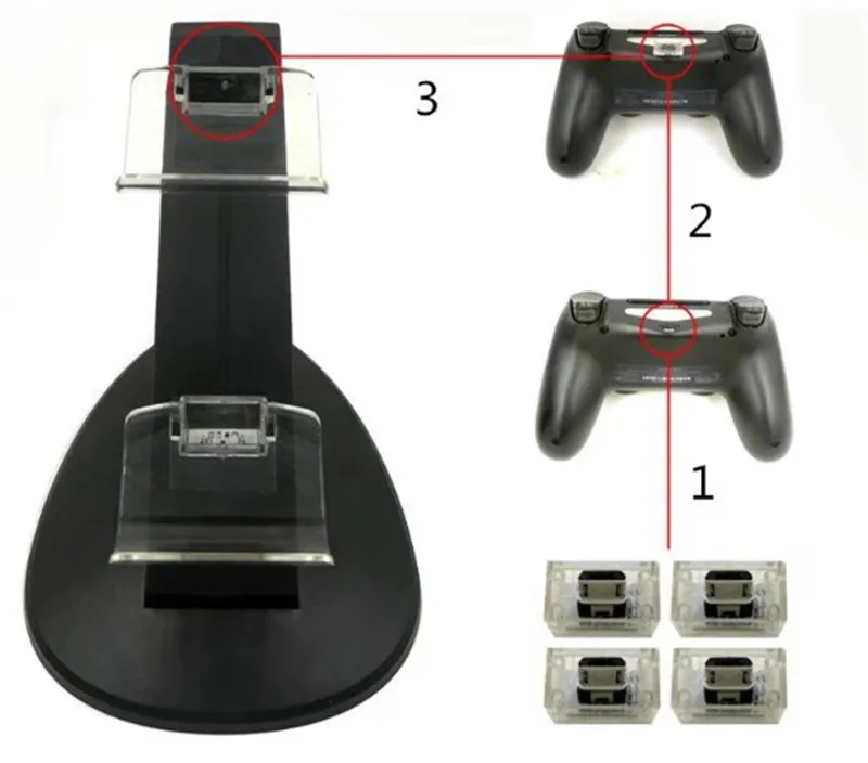 С украшением в виде кристаллов терминал DC5V Dual USB светодиодный док-станция для зарядки контроллера станция Подставка для PS4 тонкий PS4 Pro PS4 геймпад для быстрой зарядки