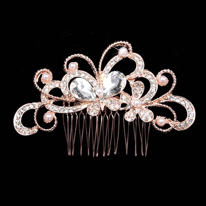 BLIJERY классические свадебные аксессуары для волос цвета розового золота с жемчугом и кристаллами, свадебные гребни для волос для женщин, украшения для волос, подарки для невест