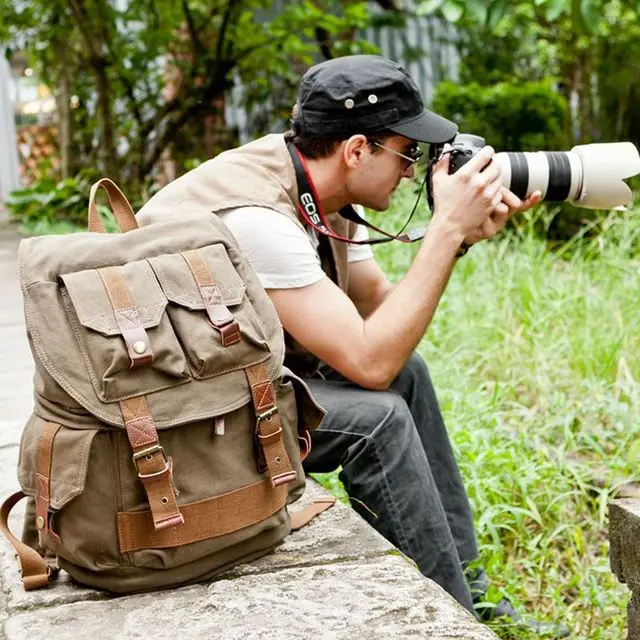 Ударопрочный рюкзак M188 для камеры Canon DSLR портативный винтажный холщовый ранец SLR