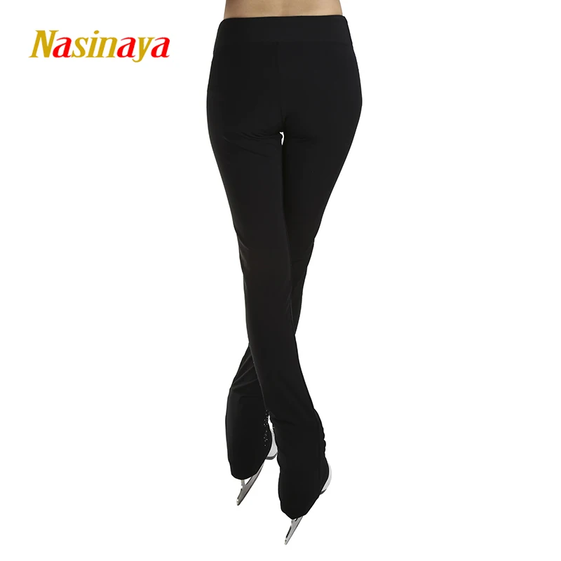 Figure Skating Costume Gymnastics Pants Adult Kids Competition Black Performance Pants Left Leg Rhinestones