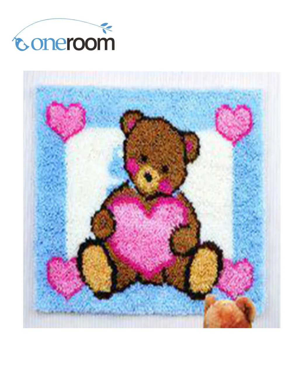 BZ026 Bear with Love Hook Rug Kit Pillow DIY Unfinished Crocheting Yarn