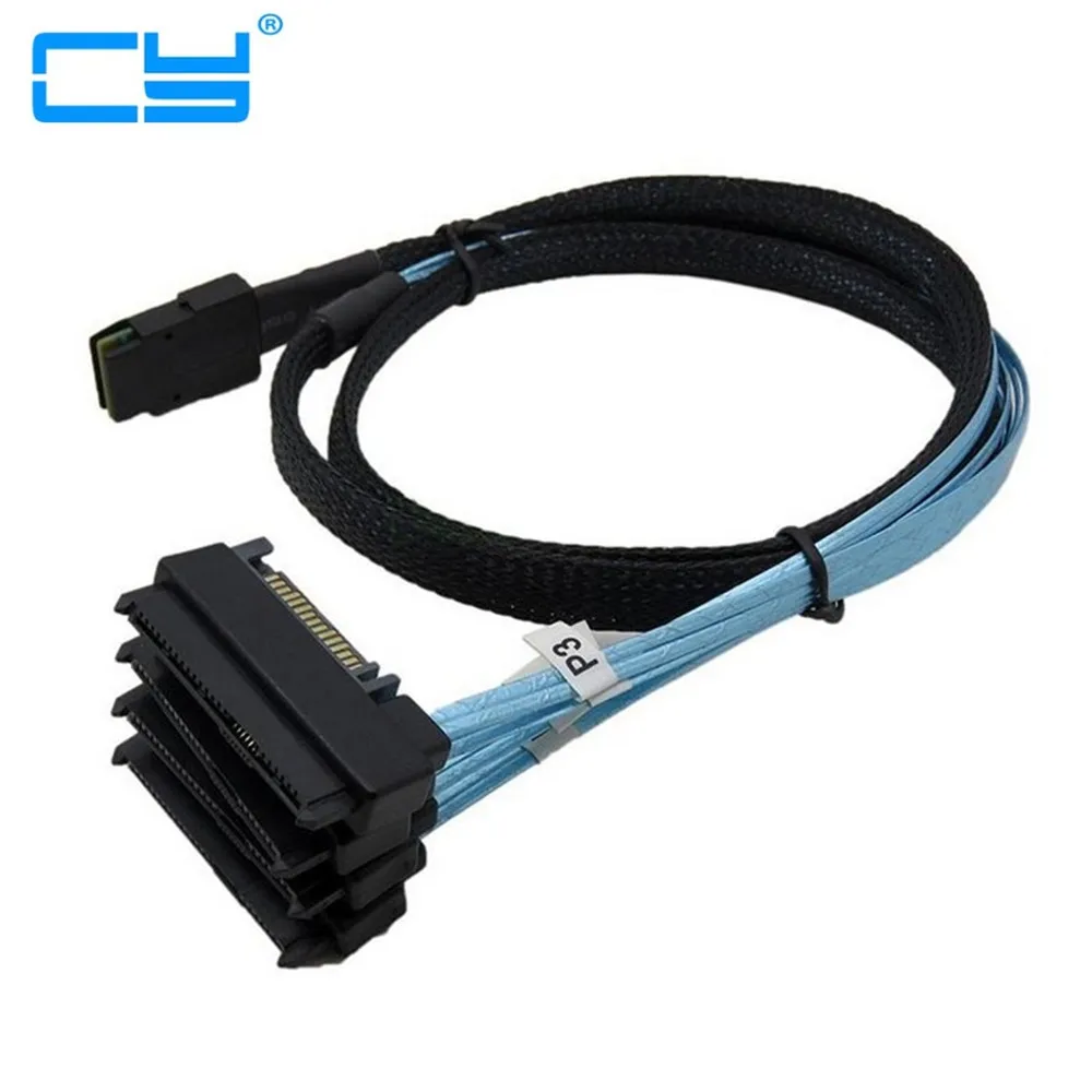

2pcs/Internal 36 Pin Mini SAS SFF-8087 Host to 4 SFF-8482 Target SAS Hard Disk Drive and SATA Power Cable 100cm 1m 3ft