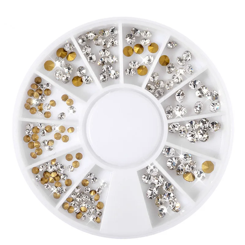 

1 Box Clear Rhinestone Nail Art Decorations Wheel Crystal Sharp Bottom Mix Sized Glitter DIY Manicure Nail Jewelry Accessories