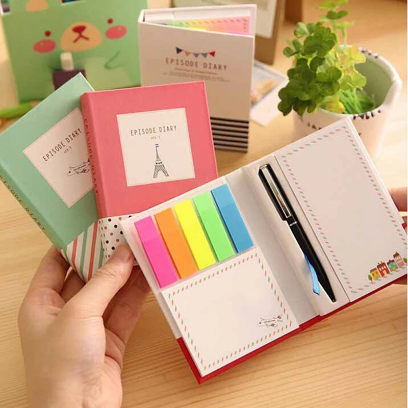 Colorful Mini Notebook With Pen Hardcover Sticky Combination Trivial ...